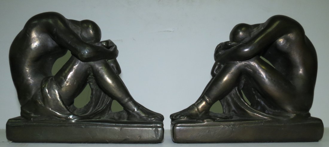 Art Deco Bookends By Armor bronze H: 5": Est Shipping to USA $