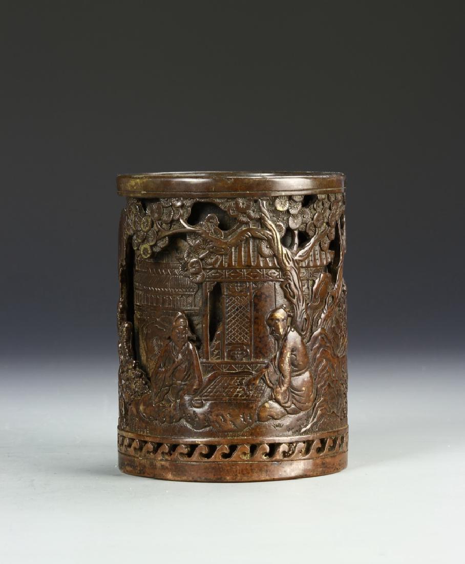 Chinese Bronze Brush Pot (1 of 5)