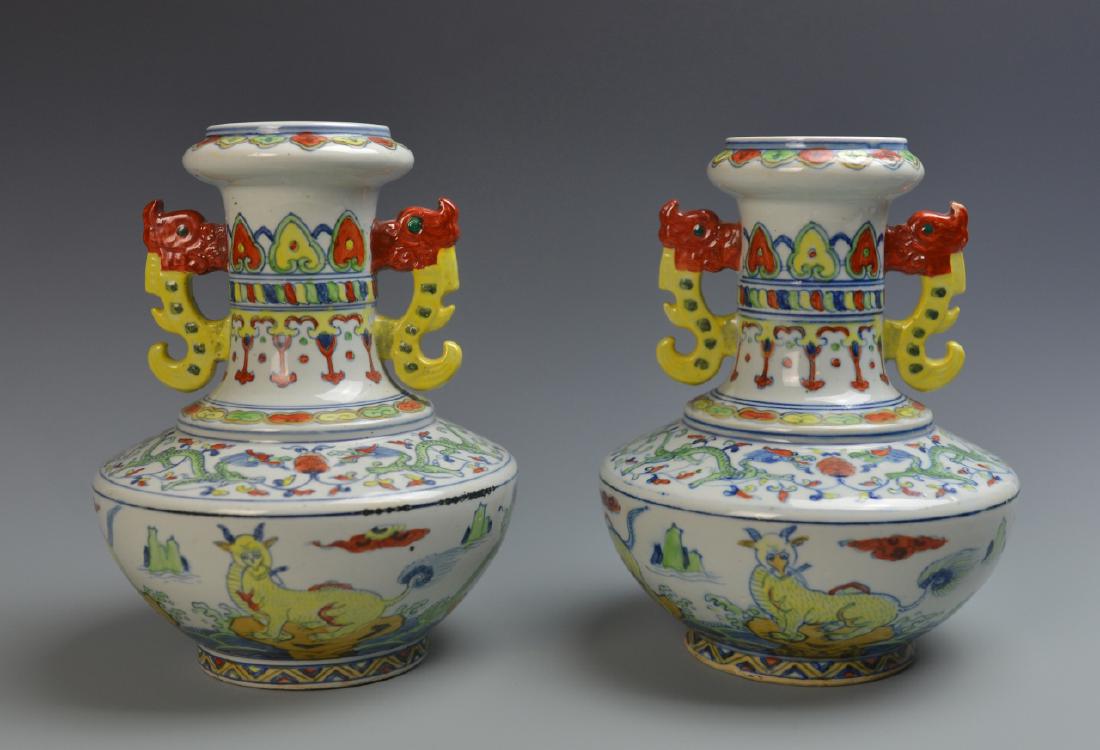 Pair of Chinese Famille Rose Vases (1 of 6)