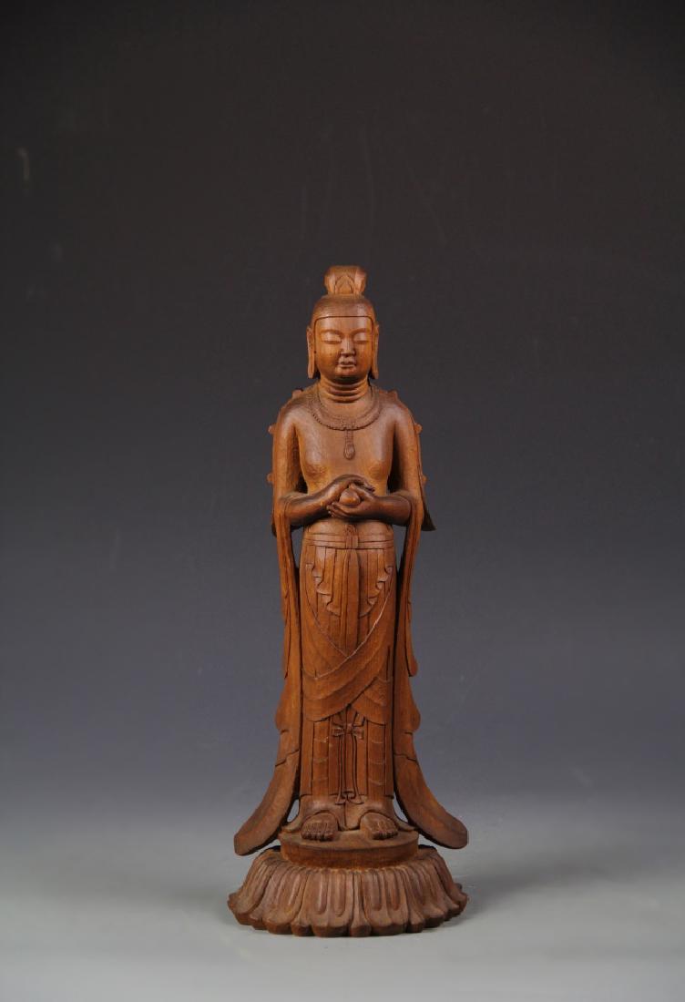 Asian Hardwood Standing Buddha (1 of 6)