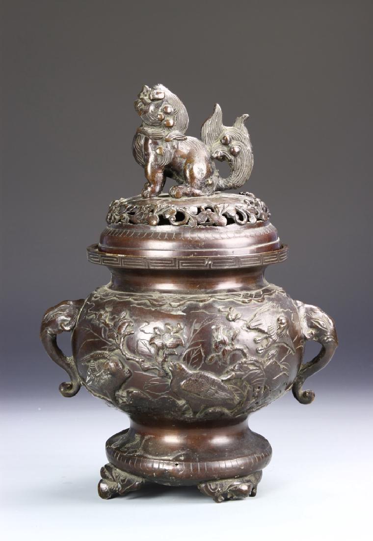 Japanese Meiji Period Bronze Censer (1 of 4)