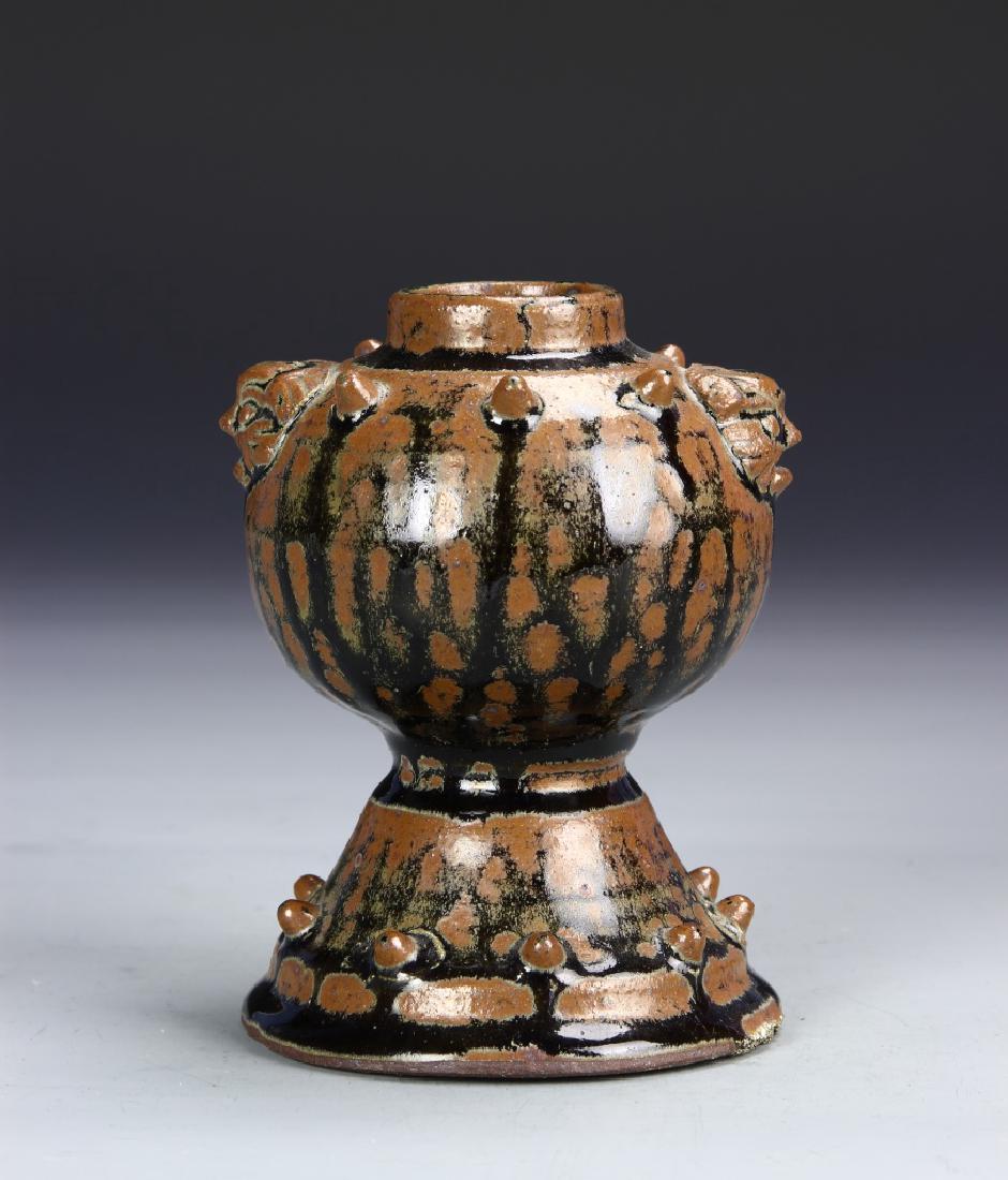Chinese Brown Glazed High-Stem Jar (1 of 5)