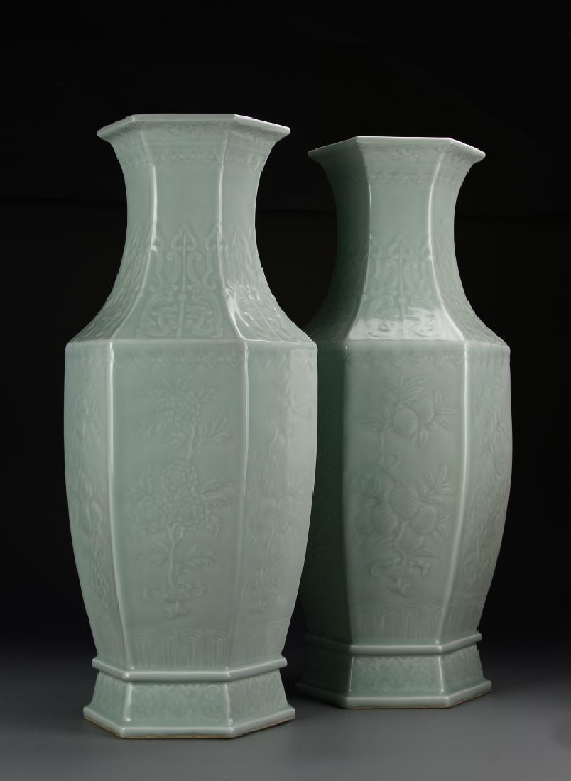 Pair Of Chinese Tall Glazed Celadon Vases (1 of 6)