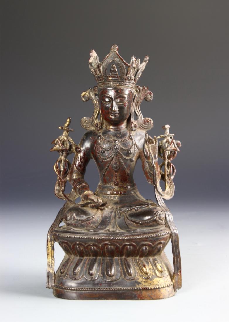 Chinese Gilt Buddha With Gilt Base (1 of 7)