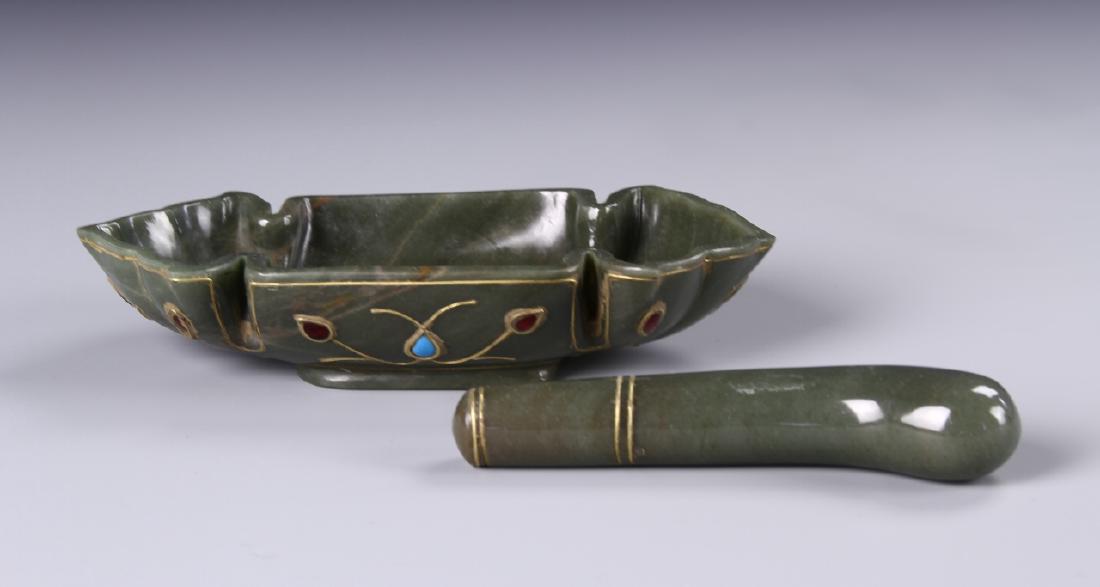 Indian Jade Handle And Tray (1 of 2)