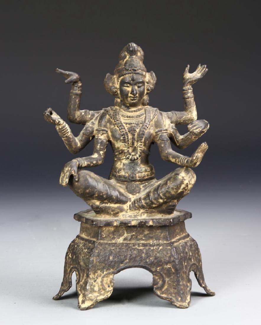 Chinese Iron Cast Buddha: China, Iron Cast Buddha, Height 9 in.