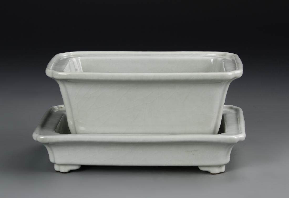 Chinese White Glazed Flower Vessel With Base (1 of 8)