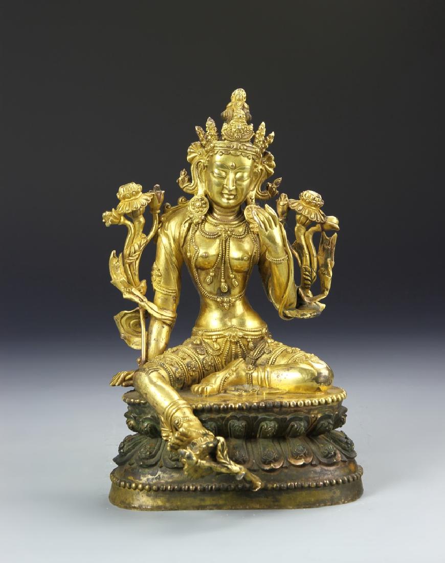 Chinese Tibetan Gilt Buddha (1 of 6)