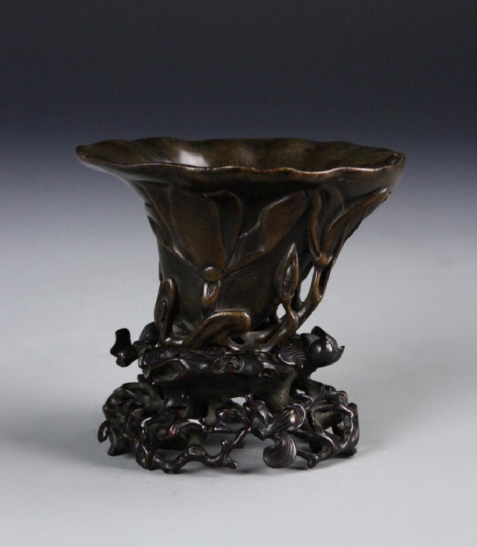 Chinese Chenxiang Libation Cup with Base (1 of 8)