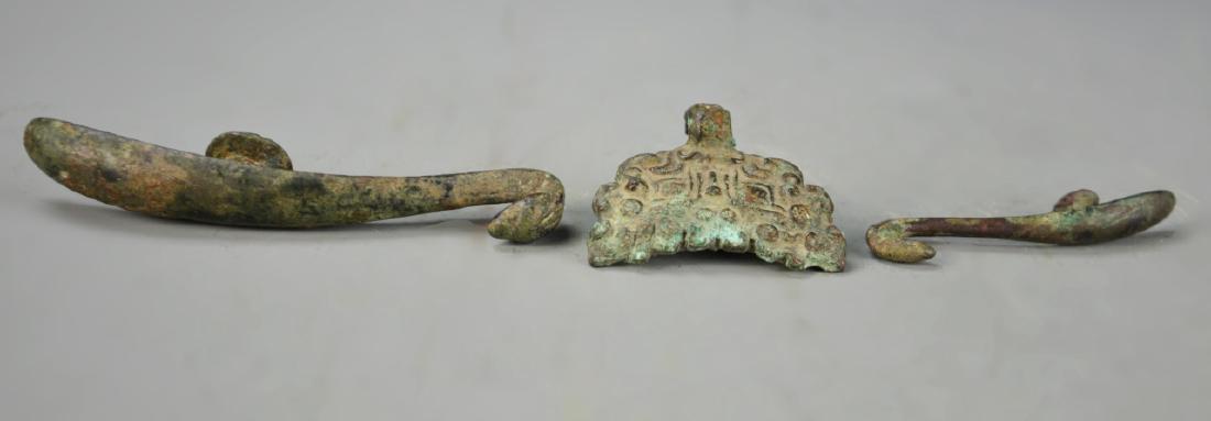 Three Chinese Bronze Belt Hooks (1 of 4)