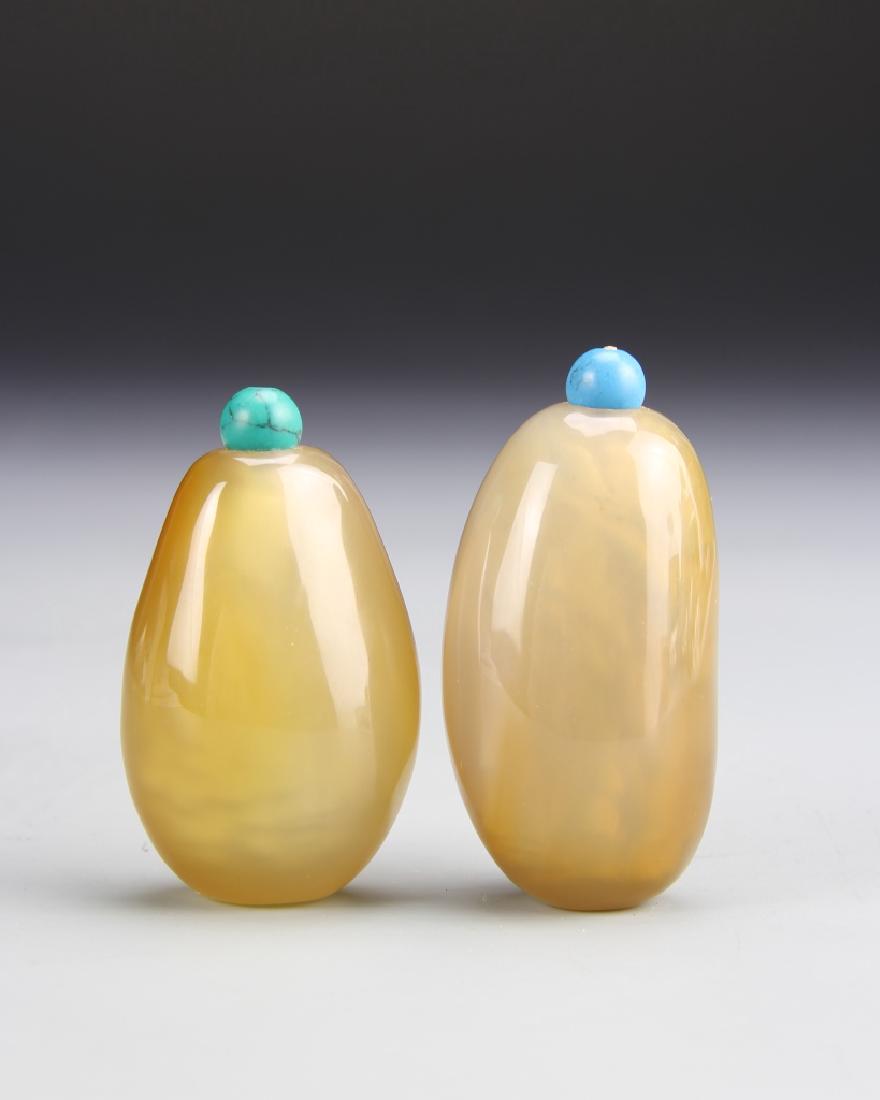 Two Chinese Agate Pebble Snuff Bottles (1 of 3)