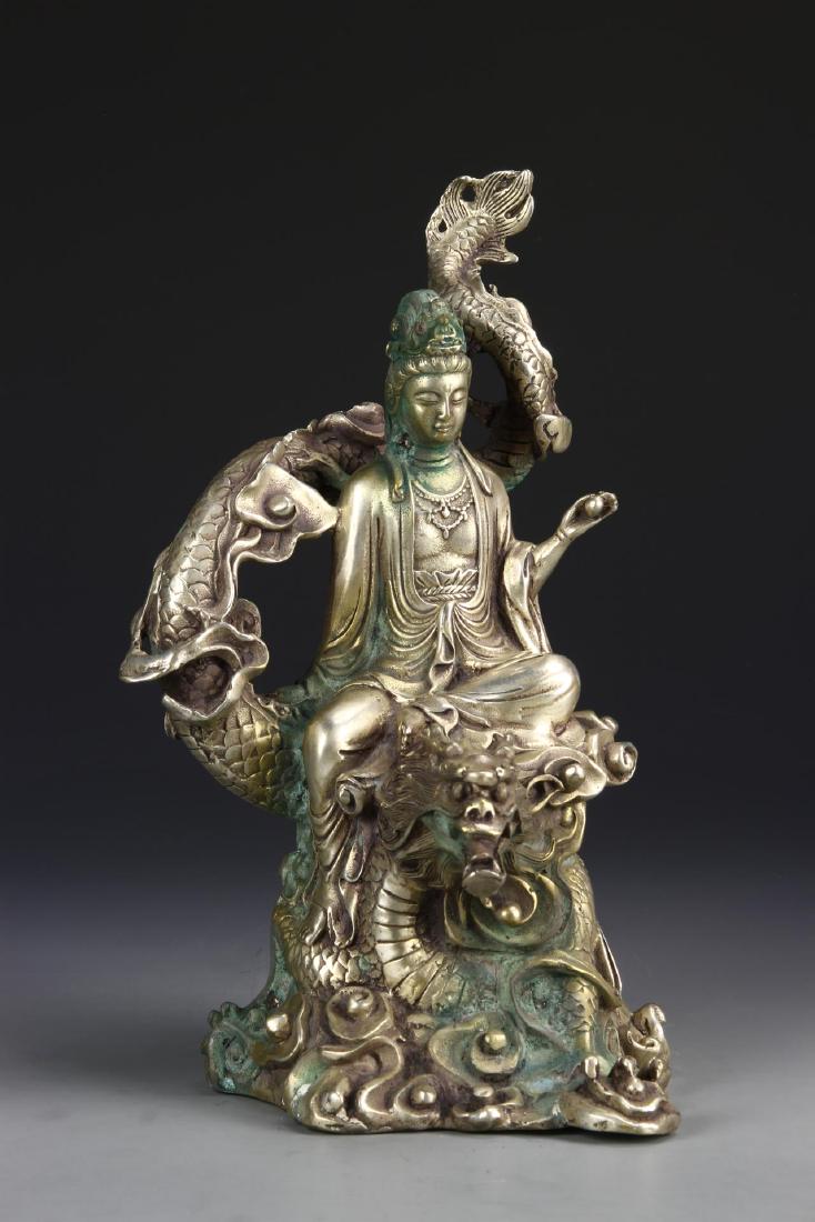 Chinese Silver Plated Guanyin (1 of 5)