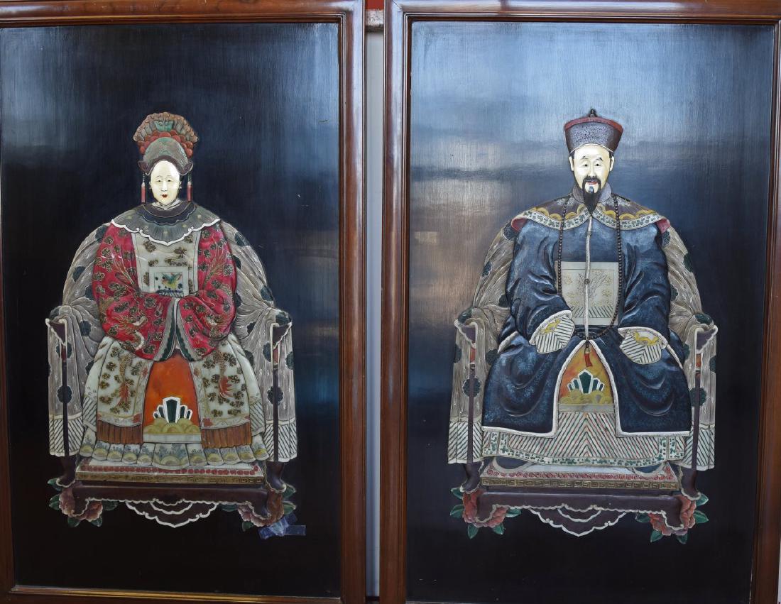 Pair of Chinese Jade and Stone Inlay Portraits (1 of 6)