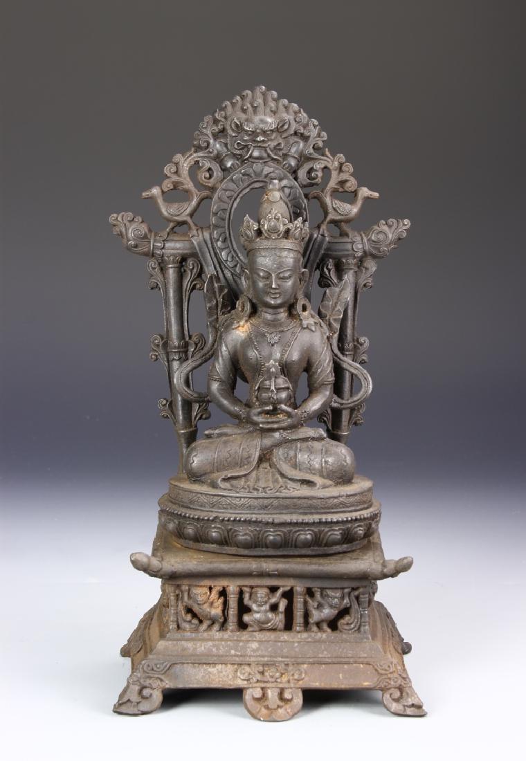 Chinese Antique Iron Cast Buddha (1 of 5)