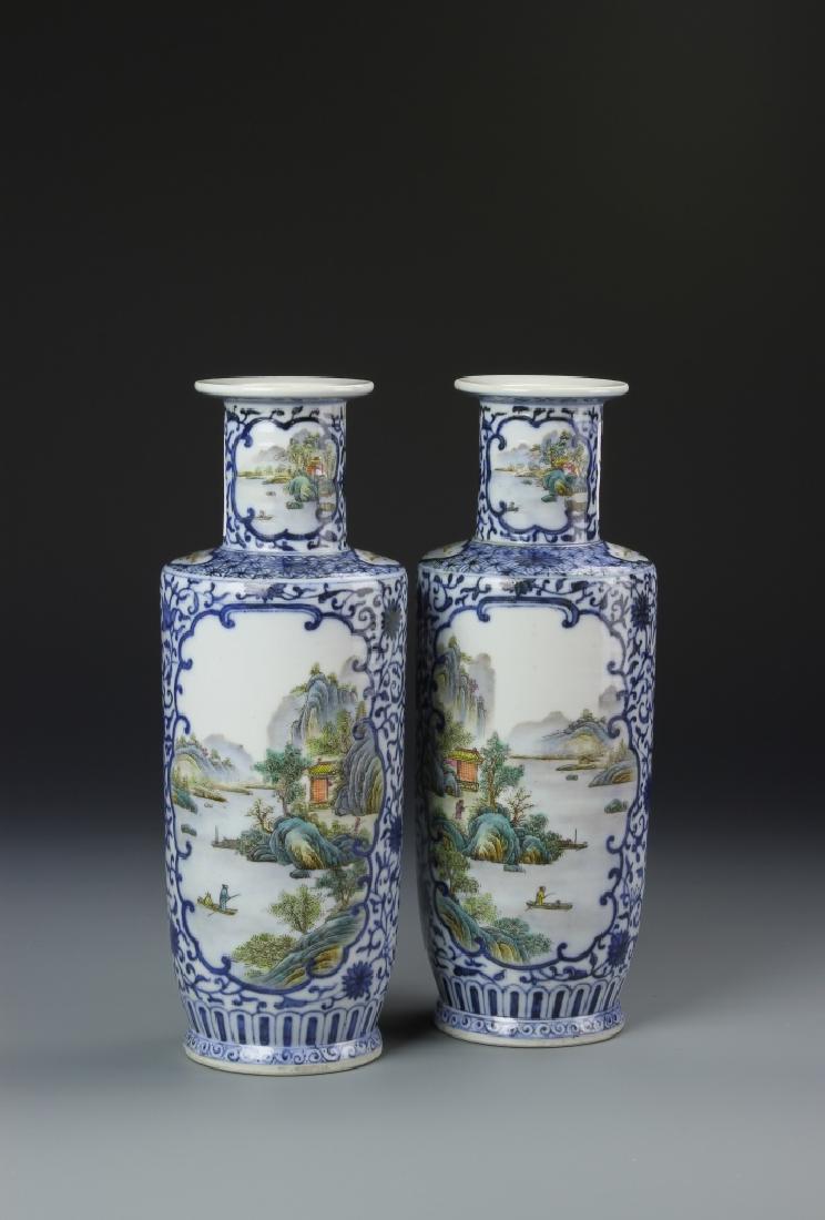 Pair of Chinese Blue and White Vases (1 of 7)