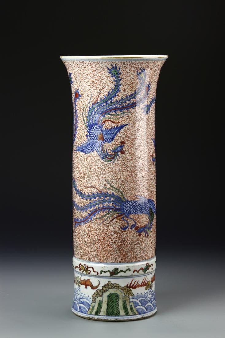 Chinese Wucai Gu Vase (1 of 5)