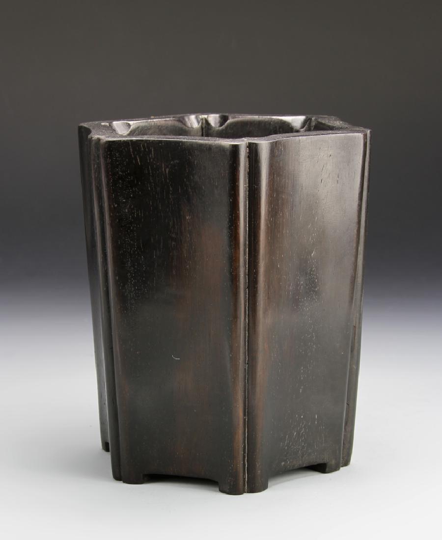 Chinese Zitan Carved Brush Pot (1 of 4)