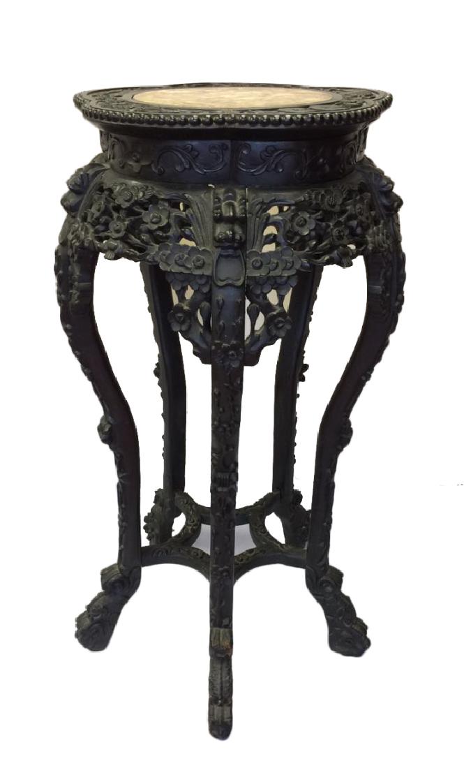 Chinese Export Rosewood Stand with Marble Top (1 of 10)