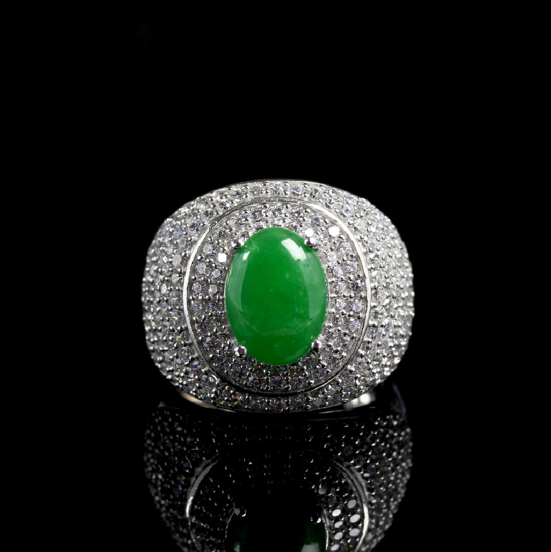 Chinese Silver Jadeite Ring (1 of 1)