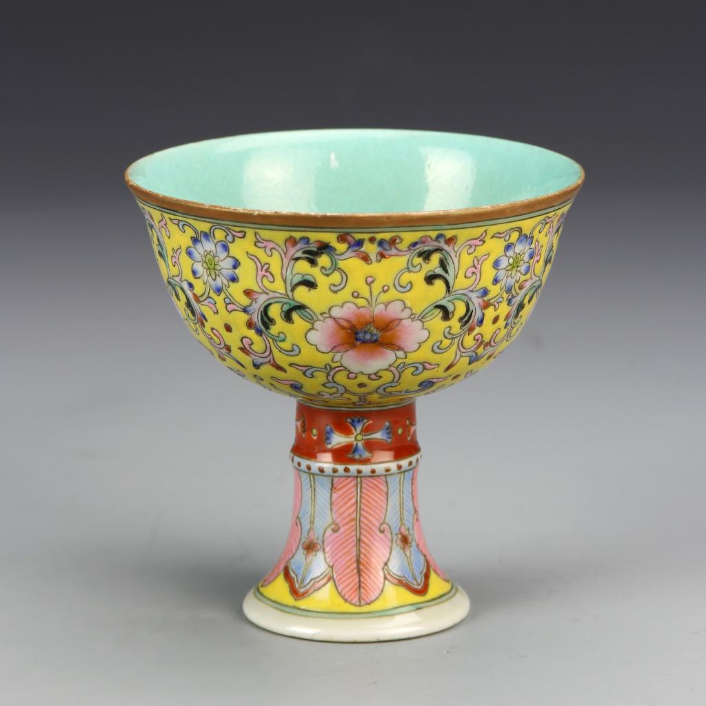 Chinese Famille Rose High Stem Cup (1 of 3)