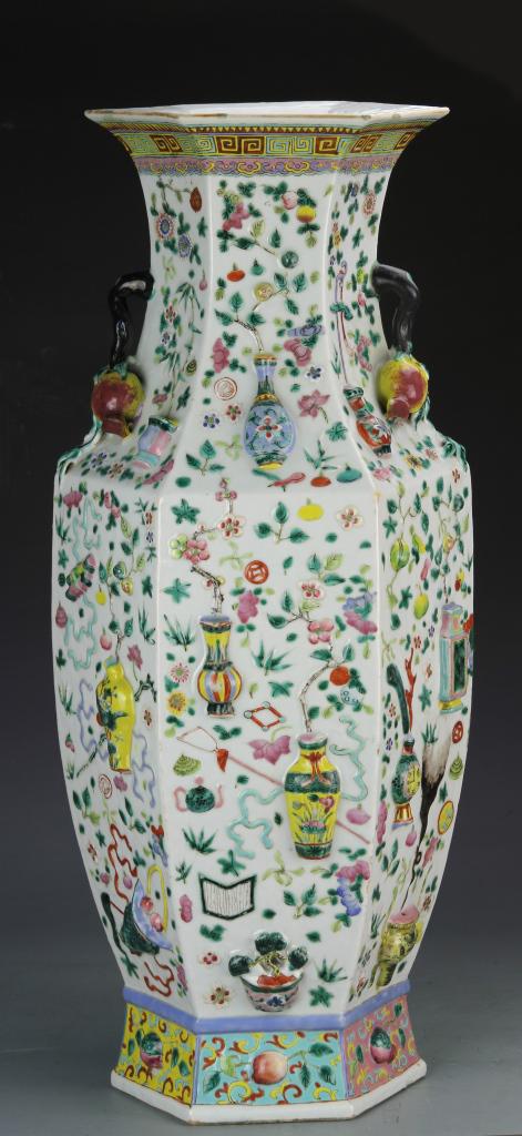 Chinese Famille Rose Carved Vase (1 of 1)