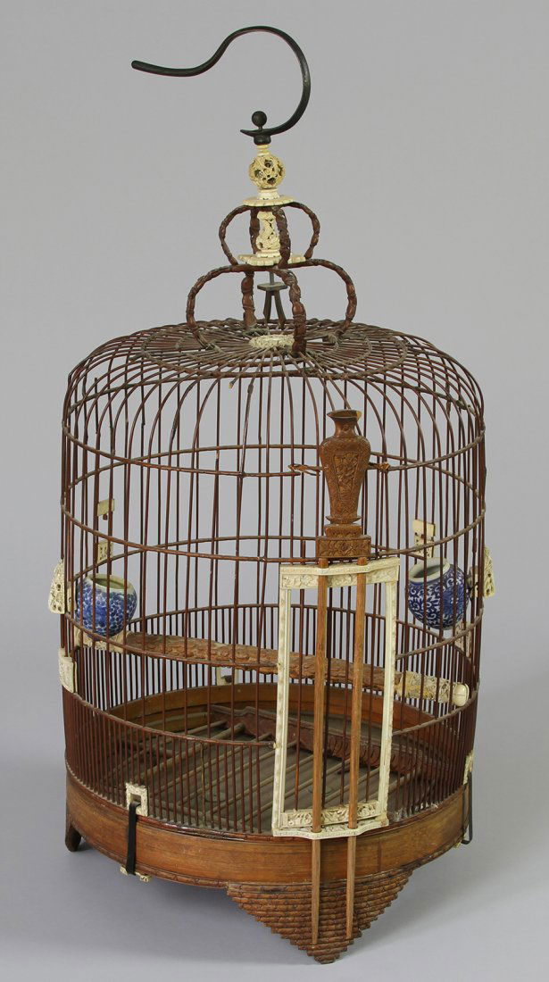 Chinese Bamboo and Wood Bird Cage
