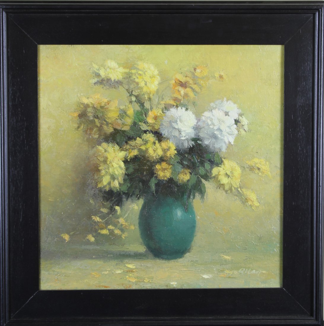 Chinese Oil on Canvas by Mian: China, oil on canvas, framed. Height 16 in., Width 16 in.