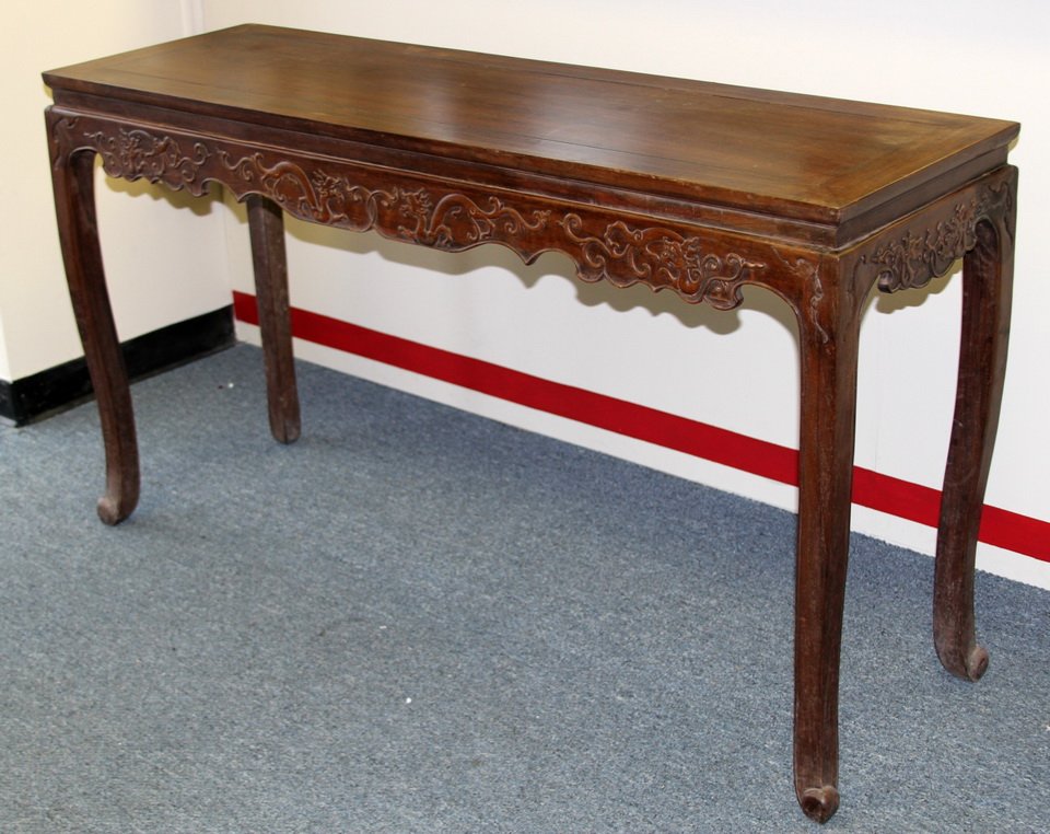 Chinese Zitan Altar Table: China, 19th C., zitan altar table. Length 61 in., Width 19 in., Height 34 in.