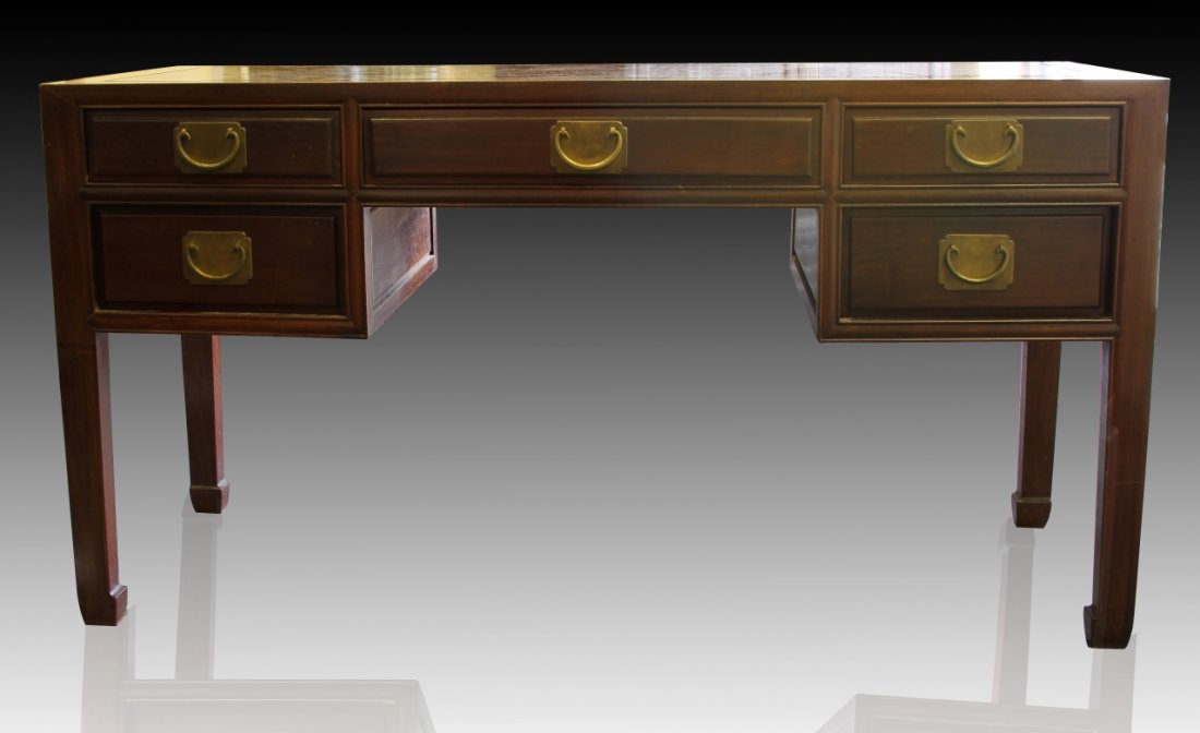 Chinese Huanghuali Desk: China, 19th C., huanghuali desk. Length 60 in., Height 32 in., Depth 22 1/2 in.