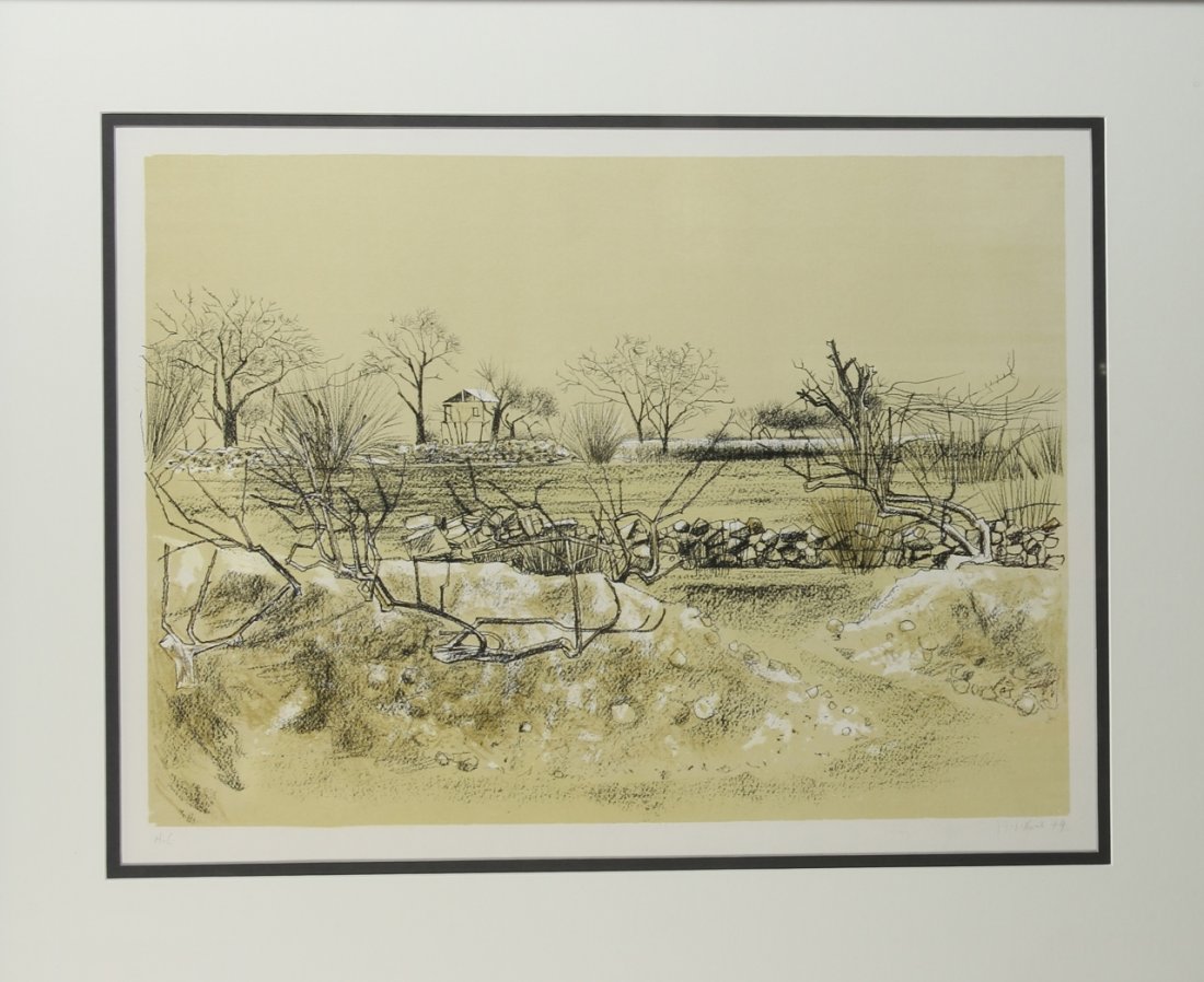 Hagop Hagopian (Armenian 1923-2013) Untitled: Hagop Hagopian (Armenian 1923-2013) Untitled, 1979, artist proof (H.C.), signed, lithograph, image size 25 x 30 in. Depiction of dramatic minimalist landscape bound by the harmony of the fine shading 