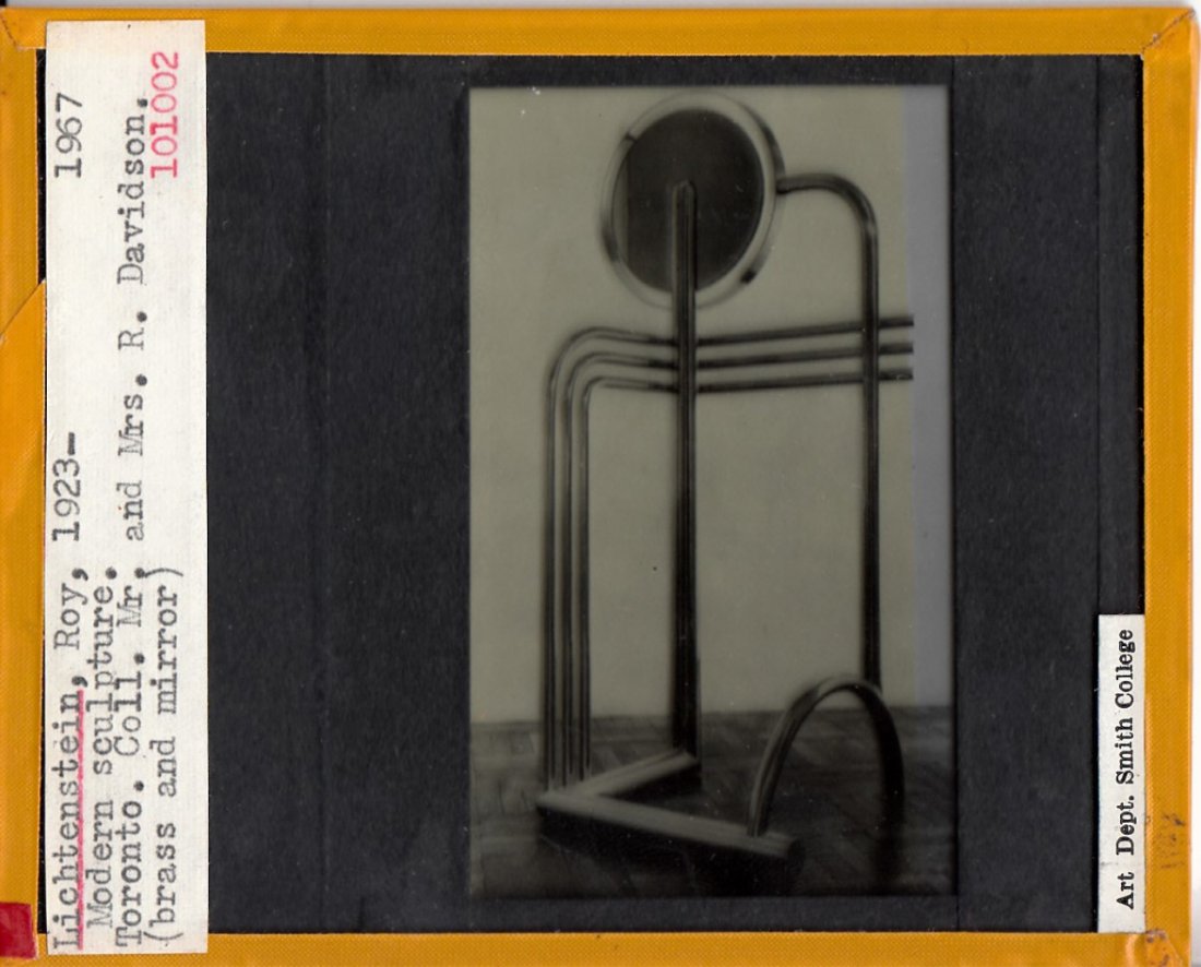 Magic Lantern Glass Slide of Modern Sculpture: Magic Lantern Glass Slide of Modern Sculpture, attributed to Roy Lichtenstein. Dimensions 3 1/4 in., 4 in.