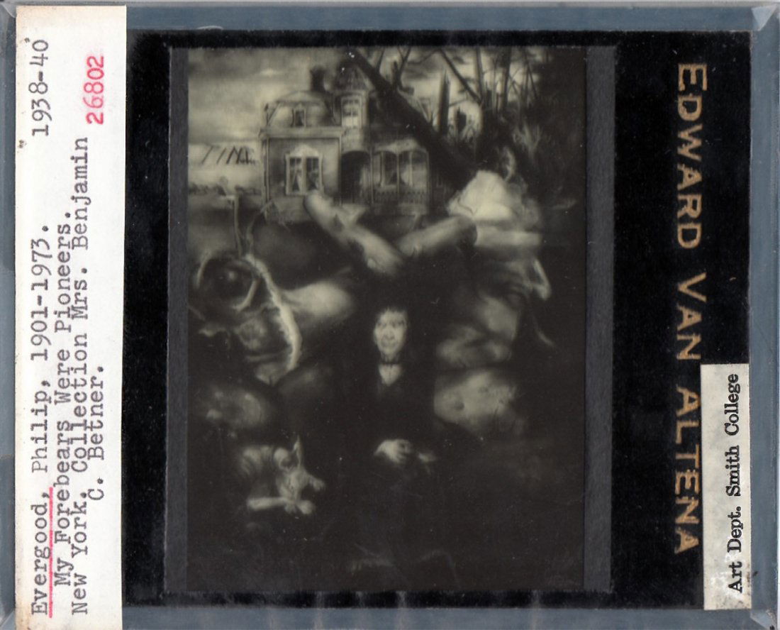 Magic Lantern Glass Slide: Magic Lantern Glass Slide, attributed to Philip Evergood and Edward Van Altena. Dimensions 3 1/4 in., 4 in.