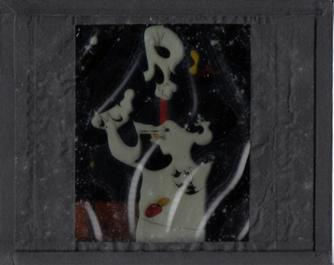 Magic Lantern Glass Slide Photo "The Potato": Provenance: Private Collection, New York. Magic Lantern Glass Slide Photo of "The Potato," attributed to Joan Miro. Dimensions 3 1/4 in., 4 in.