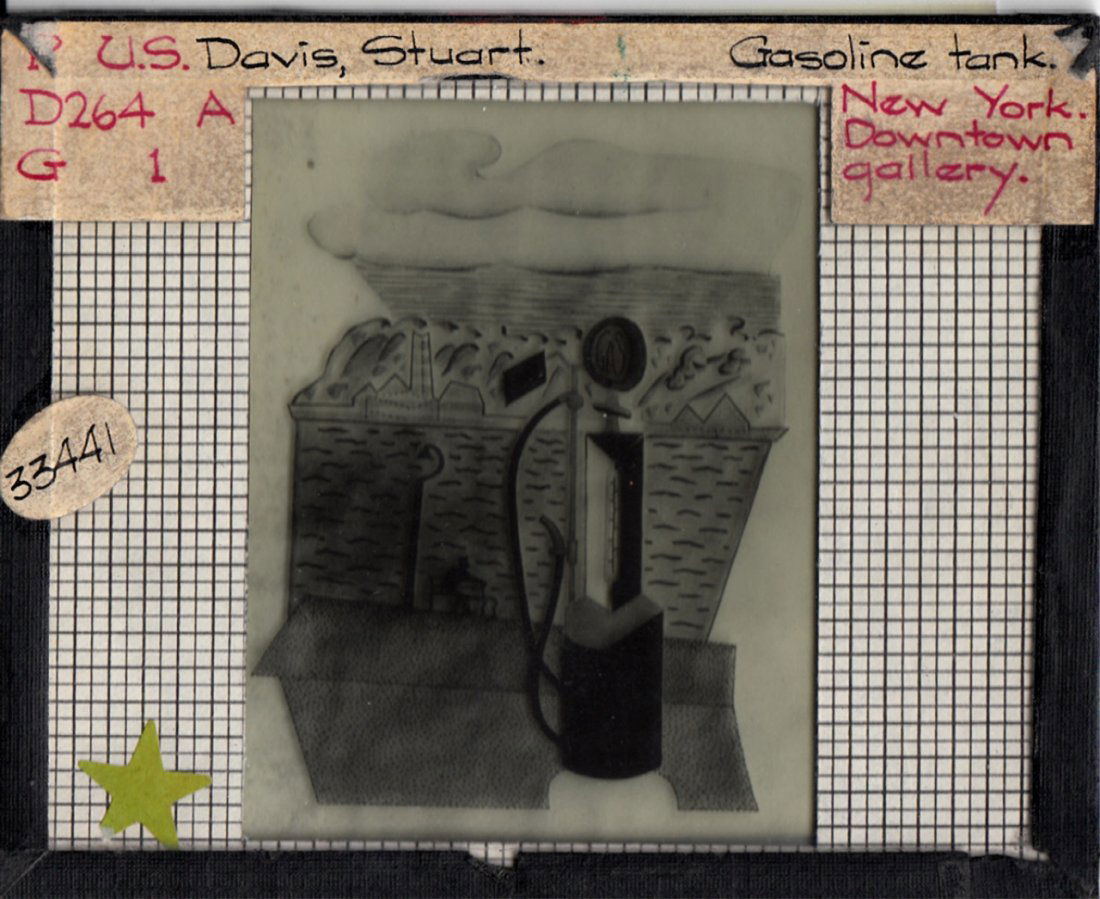 Magic Lantern Glass Slide Photo of "Gasoline Tank": Magic Lantern Glass Slide Photo of "Gasoline Tank," attributed to Stuart Davis. Dimensions 3 /14 in., 4 in.
