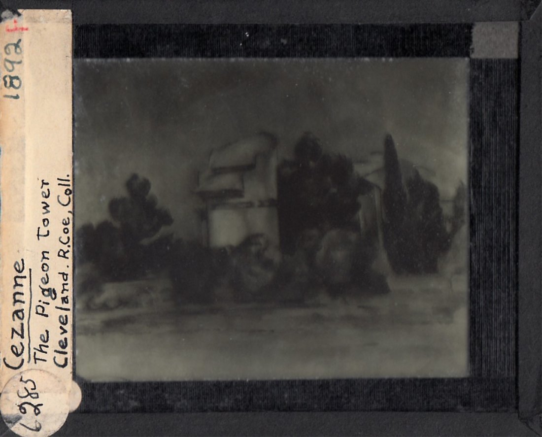 Magic Lantern Glass Slide Photo "The Pigeon Tower": Magic Lantern Glass Slide Photo of "The Pigeon Tower," attributed to Paul Cezanne. Dimensions 3 1/4 in., 4 in.