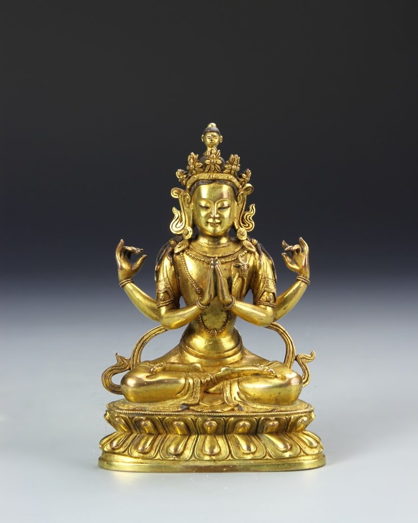 Chinese Tibetan Gilt Buddha (1 of 6)