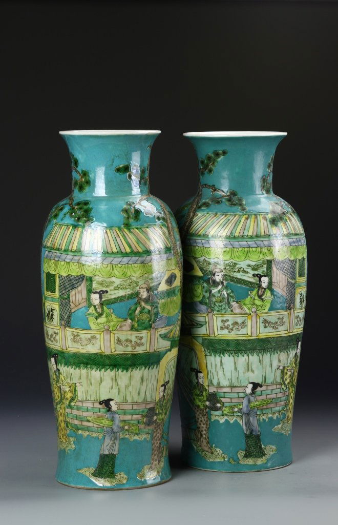 Pair of Chinese Sancai Vases (1 of 6)