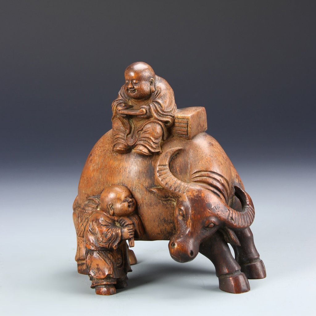 Chinese Bamboo Carved Cow and Boys (1 of 6)