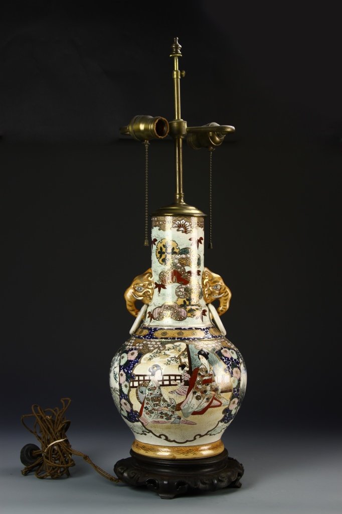 Japanese Satsuma Vase Converted Lamp (1 of 6)