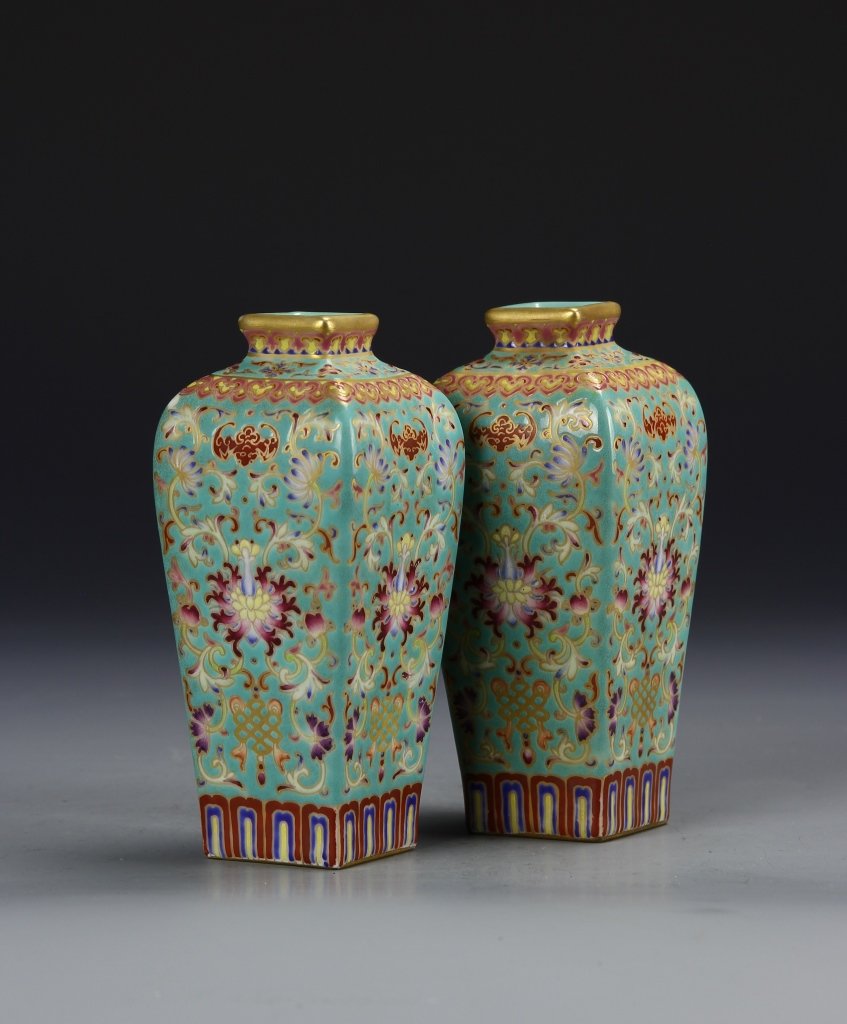 Pair of Chinese Enameled Vases (1 of 6)