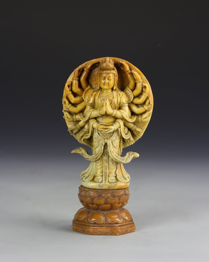 Chinese Shoushan Stone Guanyin Statue (1 of 4)