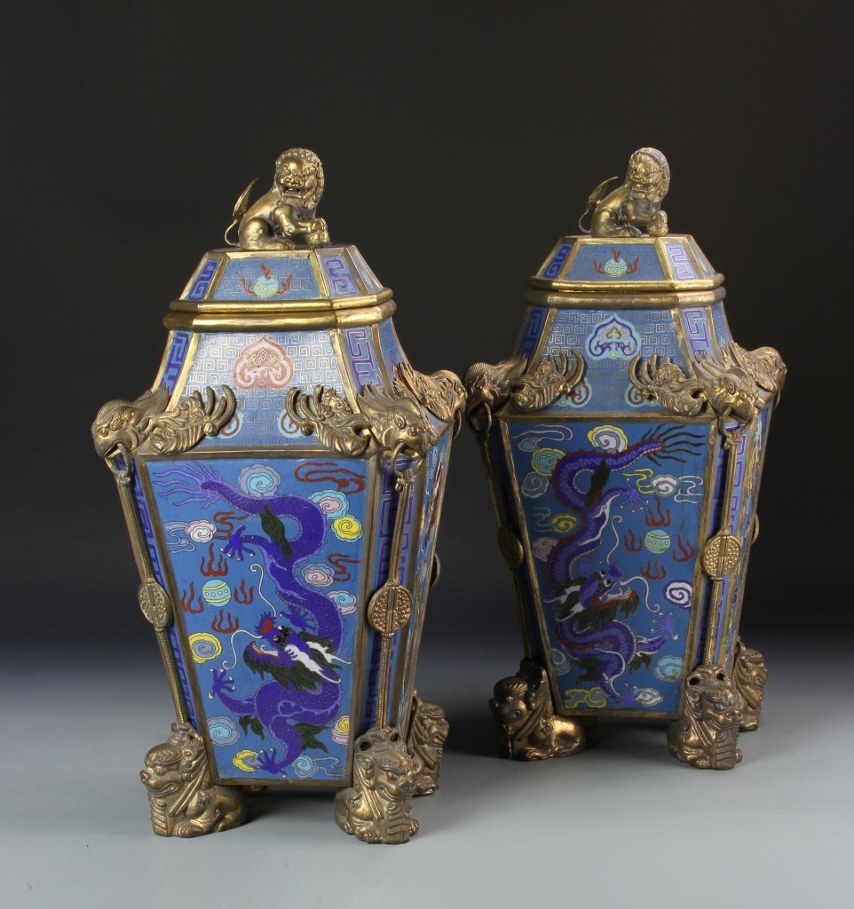 Pair of Chinese Cloisonne Vases (1 of 10)