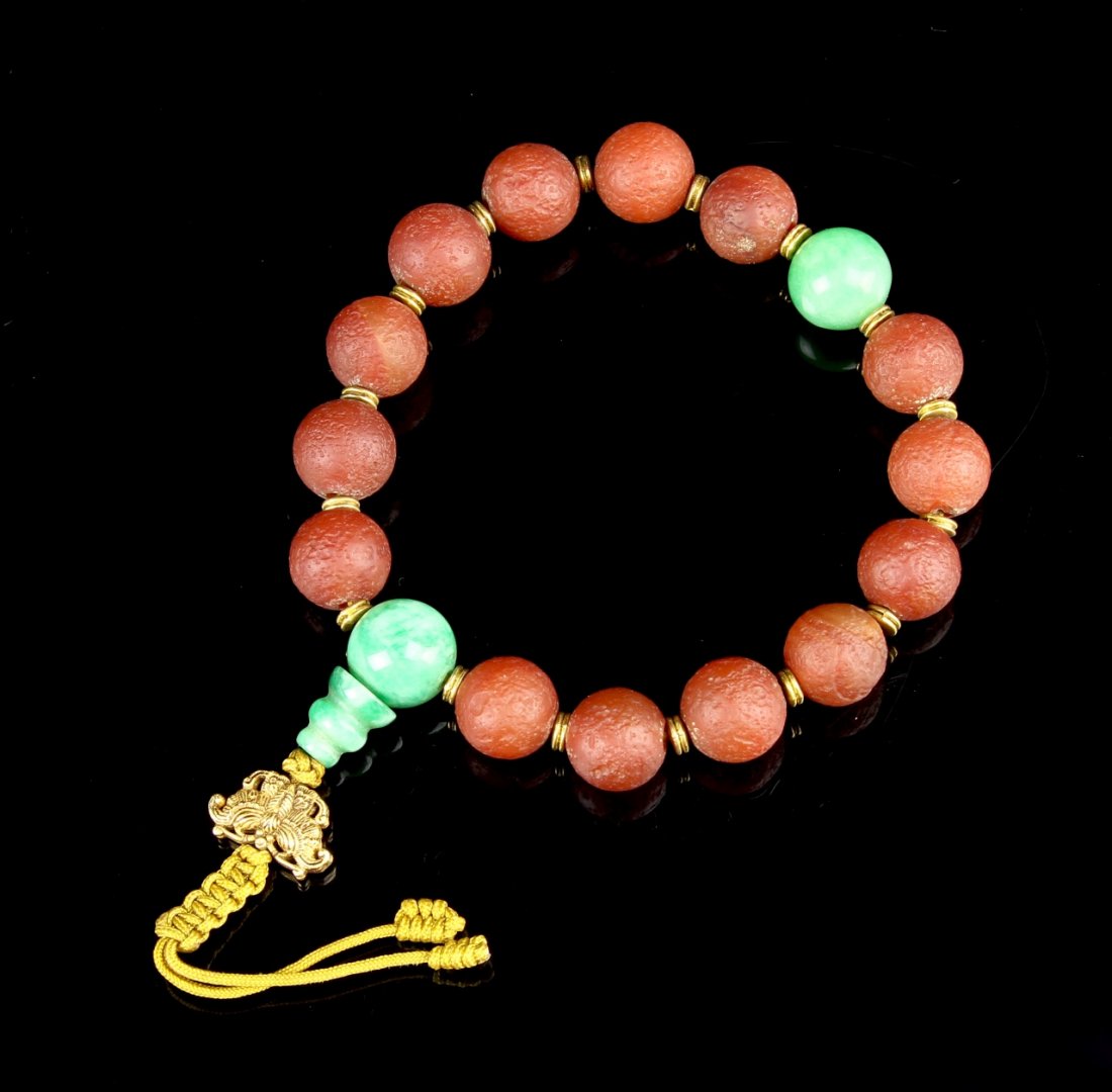 Chinese Agate and Jadeite Prayer Beads (1 of 3)