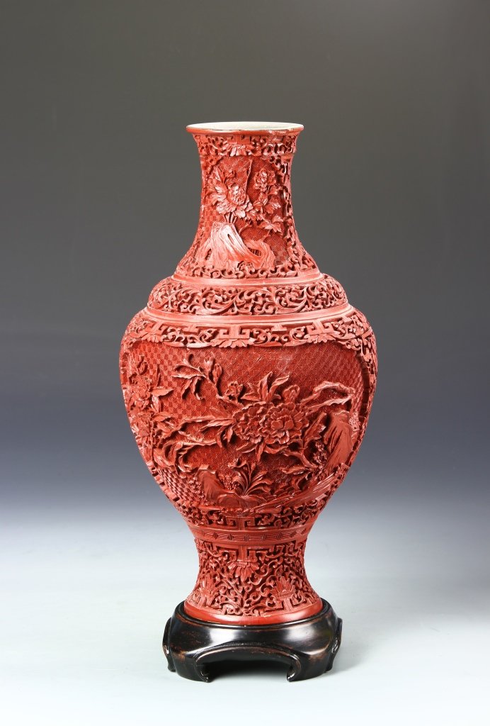 Chinese Cinnabar Vase (1 of 7)
