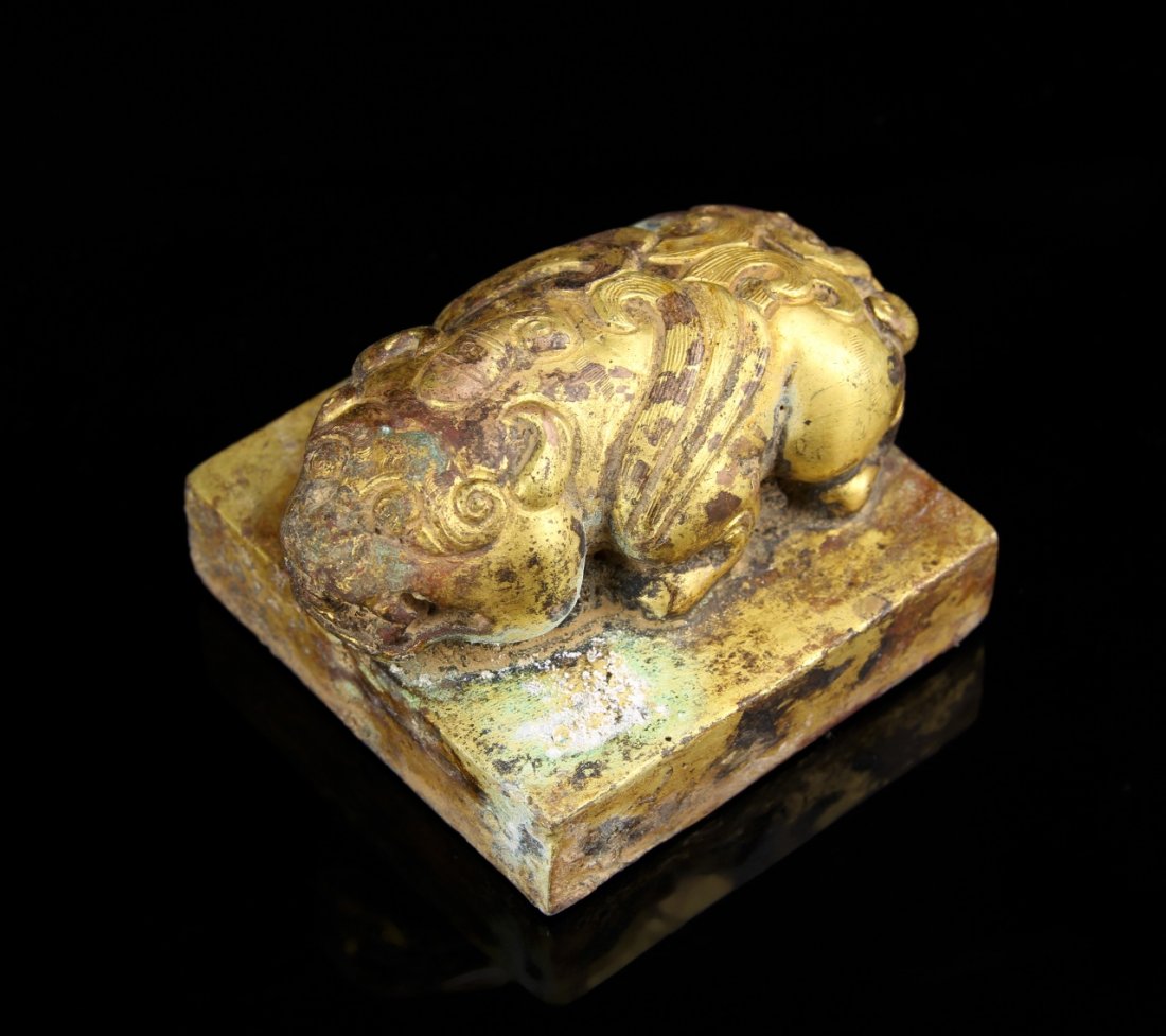 Chinese Gilt Bronze Seal (1 of 4)