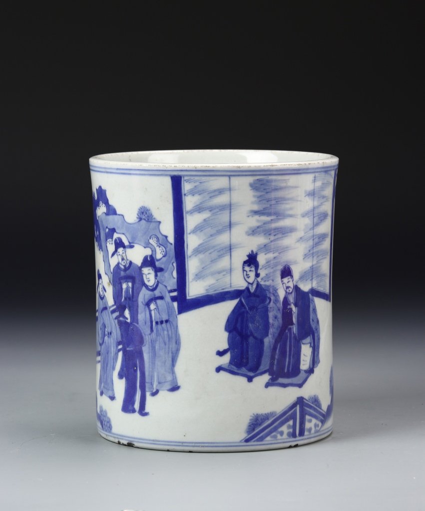 Chinese Blue and White Brush Pot (1 of 7)