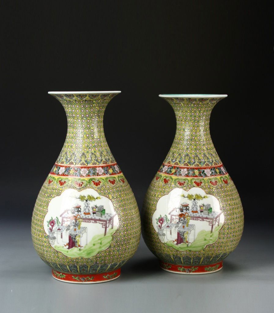 Pair of Famille Rose Vases (1 of 8)