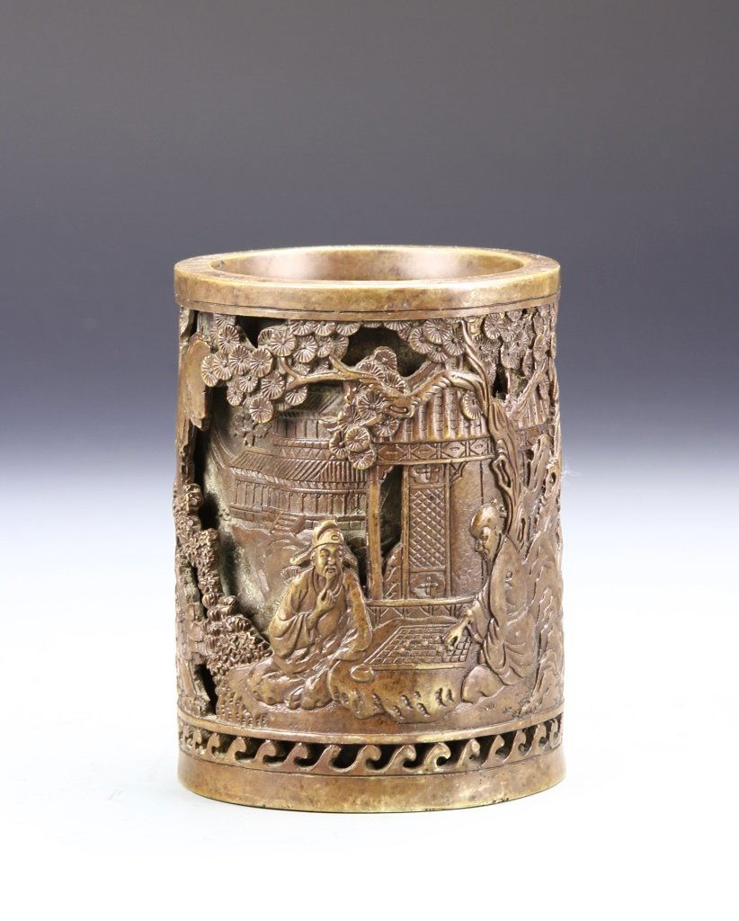 Chinese Bronze Brush Pot (1 of 6)