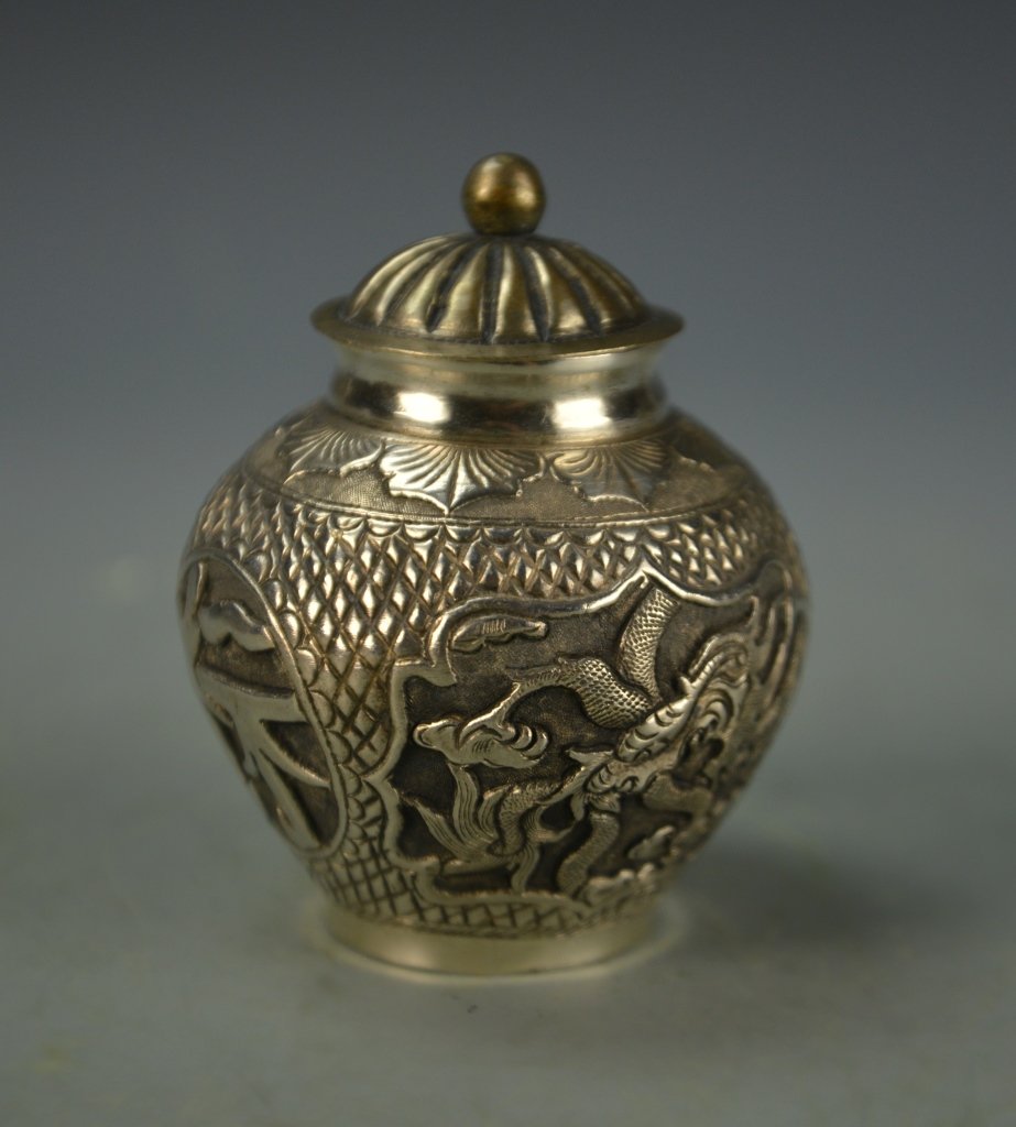 Chinese Silver Jar with Cover (1 of 3)