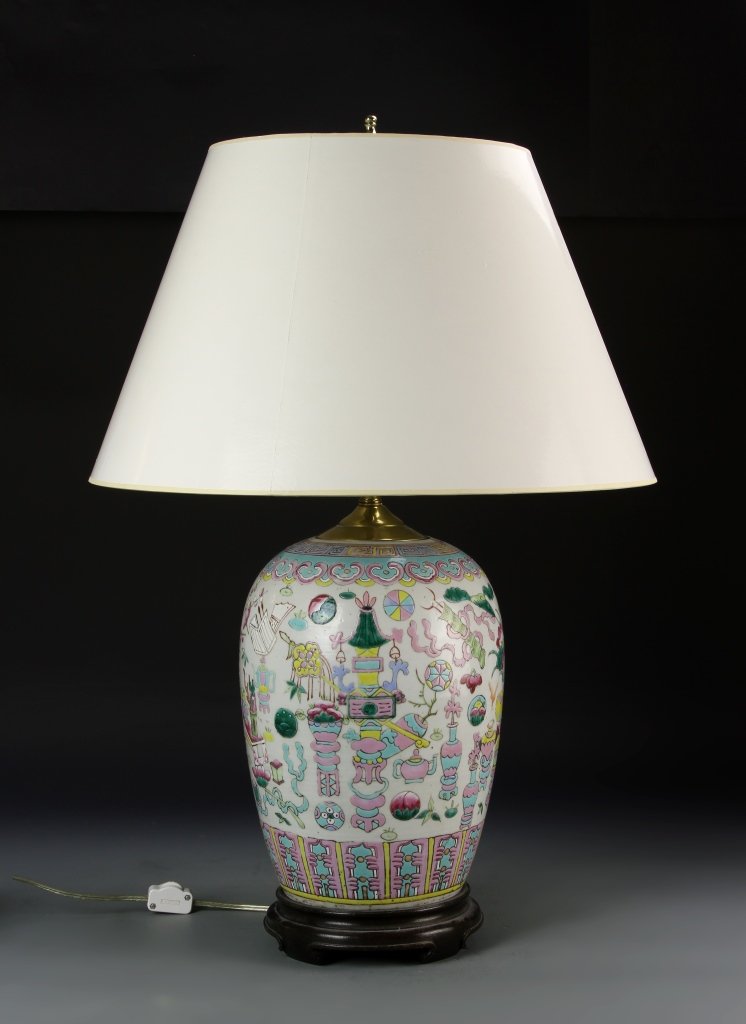 Chinese Famille Rose Vase Converted Lamp (1 of 6)
